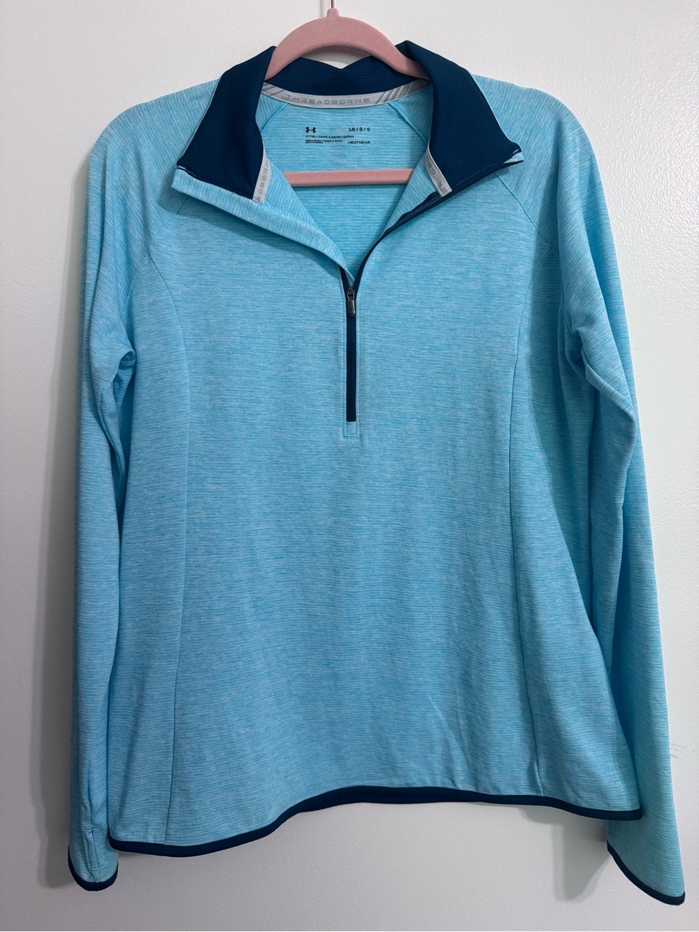 Under Armour Light Blue Quarter-Zip Pullover with Navy Trim